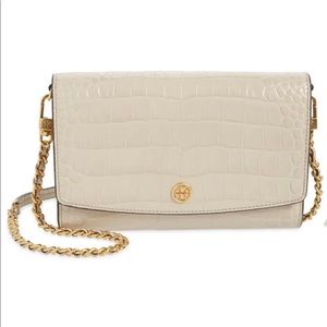 Tory Burch Robinson Embossed Leather Wallet Crossbody Bag